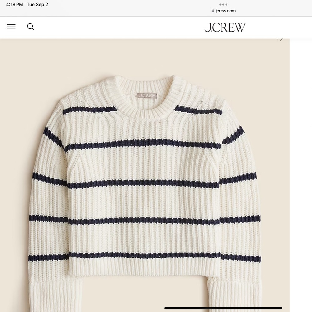 J. Crew Heritage Cotton Striped Sweater in Navy and Cream